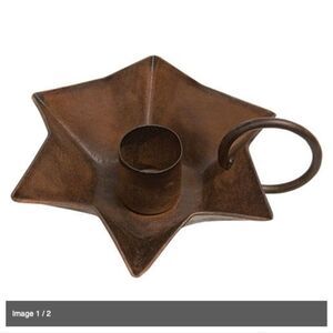 Set of Farmhouse Star Rusty Fluted Metal Taper Candle Holder Primitive Vintage